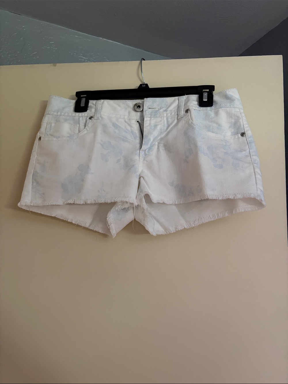 Women's White Floral Denim Cutoff Shorts